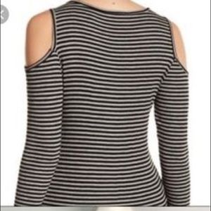Philosophy Cold Shoulder Knit Striped Top
